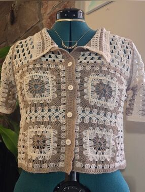Handmade Spring Crochet Cardigan Top Sirène Avenue Pattern